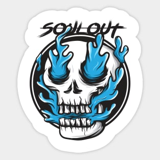 blue fire skull Sticker